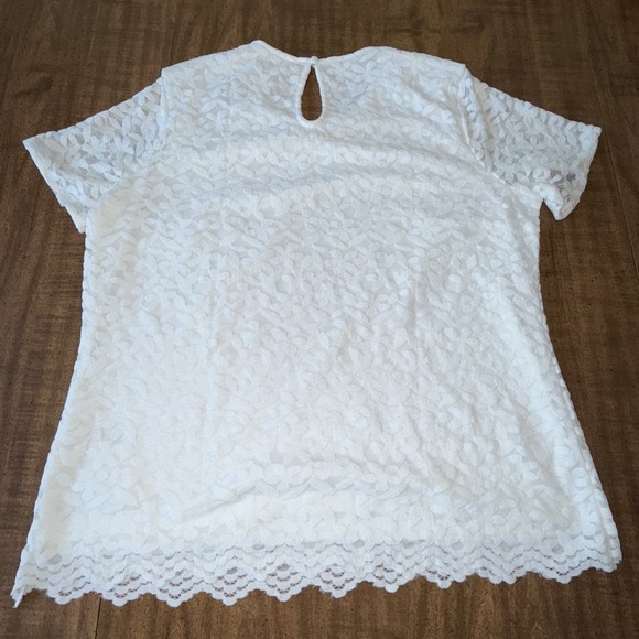Teddi Rose Womens Top  Lace‎ Floral Stretch Short Sleeves White XL New - Picture 2 of 7